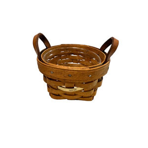 1995 Longaberger Thyme Booking Basket w/Protector 4.5"RD x 3"H